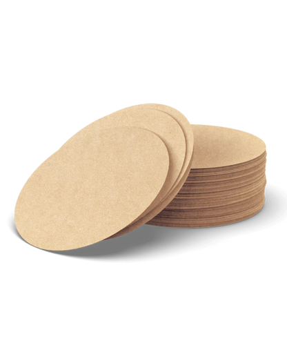 Filtros de papel natural AeroPress apilados, color marrón claro