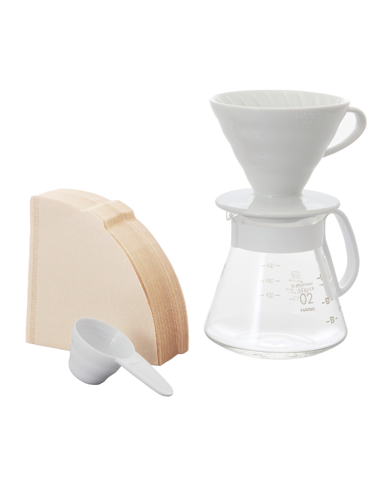 Kit V60 Hario Cerámica 02 Blanco - Quinto Café