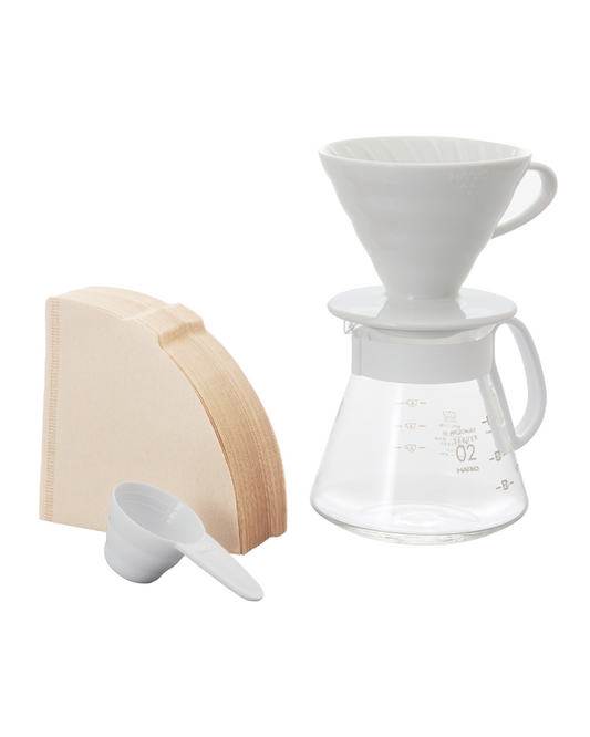 Kit V60 Hario Cerámica 02 Blanco - Quinto Café